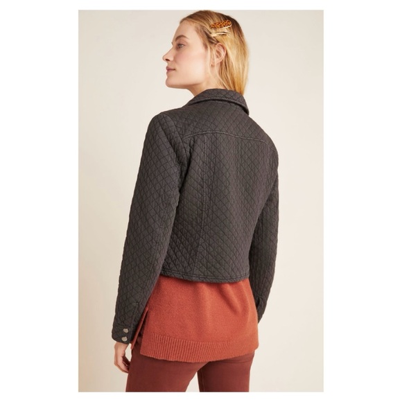 NWOT Anthropologie Marrakech Quilted Moto Jacket in Washed Black  Size Small - Picture 2 of 13